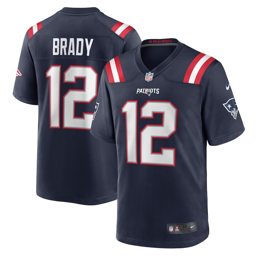 Men New England Patriots 12 Tom Brady Nike Navy Game Retired Player NFL Jersey